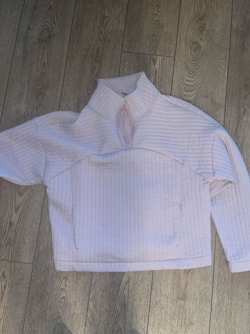 Cropped Quilted Mock-Neck Sweater - Light Lilac